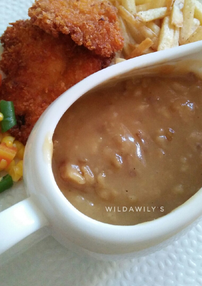 Foto resep Brown Onion Gravy (saus steak)