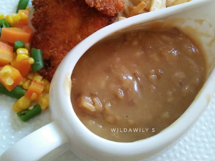 Standar Bagaimana cara bikin Brown Onion Gravy (saus steak) yang gurih