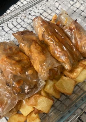 Una foto de Rollitos semi-crujientes de pollo con verduras
