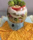 Greek layered elbow pasta salad