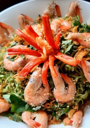 Hình của món Gỏi tôm rau muống.