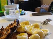 Una foto di pancakes con albume e bicarbonato