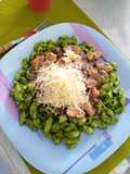 Pasta al pesto con pollo y champiñones! 🍝