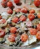 Finocchi gratinati in forno con capperi, pomodorini, olive  e parmigiano