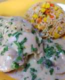Pollo al champiñón con arroz integral 🍄🍗
