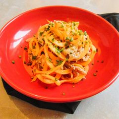A picture of Slow Roasted Turkey with Butternut Squash Noodles.