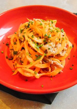 A picture of Slow Roasted Turkey with Butternut Squash Noodles.