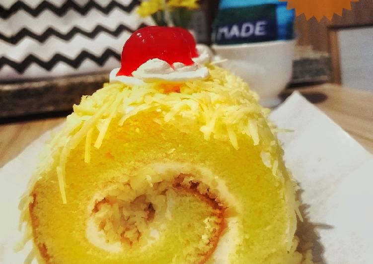 Cara Gampang Menyiapkan 54.2019.Cheese Roll Cake Anti Gagal