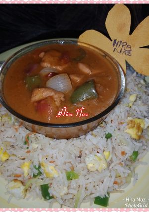 A picture of Chinese Rice with Shashlik.