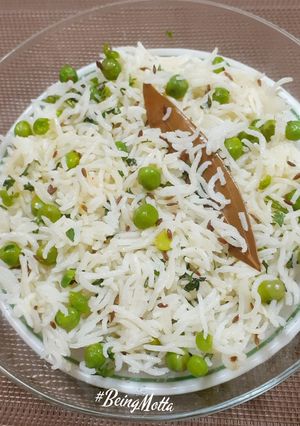A picture of Green Peas Jeera Rice.