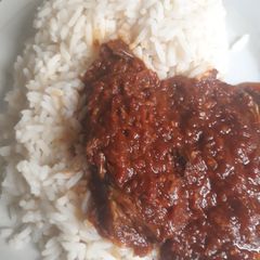 Rice and stew A picture of Rice and stew.