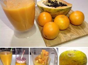 Una foto de Licuado de papaya y naranja