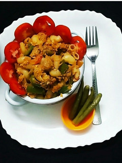 சைனீஸ் ஸ்டைல் சோய் பாஸ்தா (Soy pasta recipe in tamil) செய்முறை முக்கிய புகைப்படம்