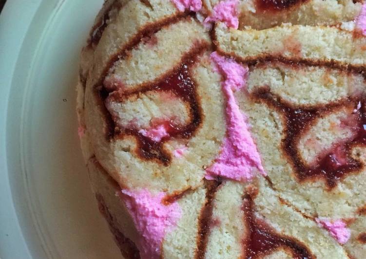 Swiss roll upside down cake