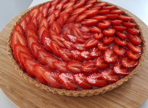 Une photo de Tarte Chocolat, Mascarpone et Fraises