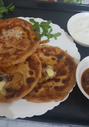 A picture of Afghani feteer paratha Recipe I Afghani Aloo Pyaz paratha Recipe I.