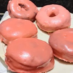 A picture of Strawberry chocolate donuts.