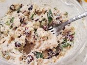A picture of chicken salad with cranberries