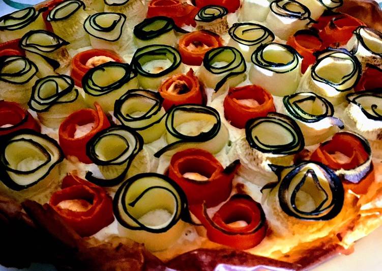 Tarta de verduras en espiral con pasta brick