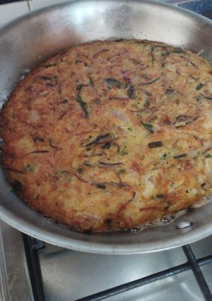 Una foto de Torta de arroz con espinacas
