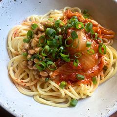 A picture of Nattō & Kimchi Spaghetti.