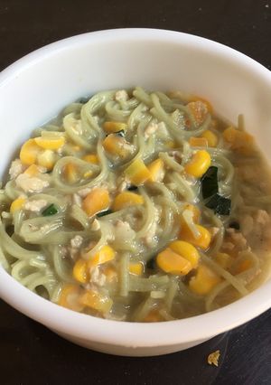 Foto resep Mie bayam carbonara mpasi