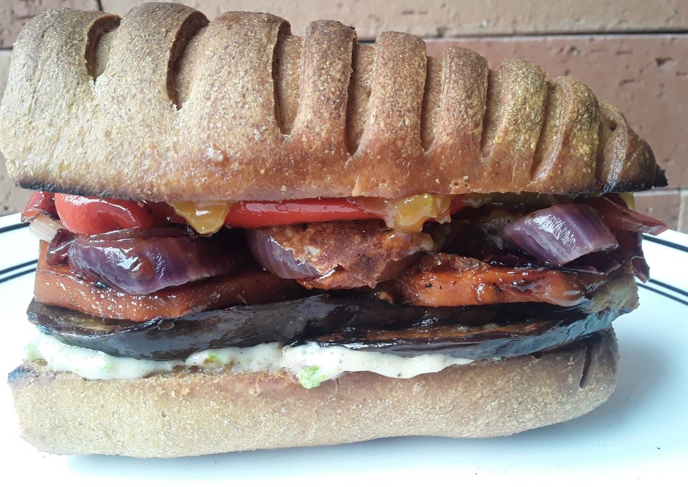 Sándwich🥪 de vegetales🍆🎃🌶🌰asados!!!