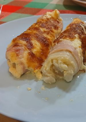 Foto principal de Rollitos de Jamón Cocido Gratinados Rellenos de Puerro