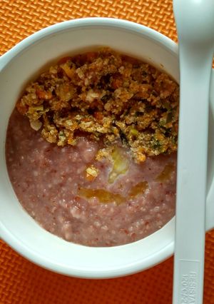 Foto resep MPASI 8mo+ Nasi Merah Lembek Tumis Tahu Daging