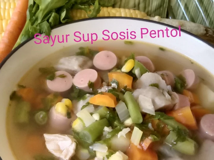 Langkah Gampang Membuat Resep Sayur Sup Sosis Pentol yang Lezat Anti Ribet, Uenak Banget