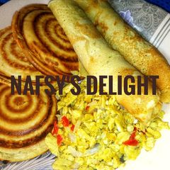 Pancake with scrambled egg A picture of Pancake with scrambled egg.