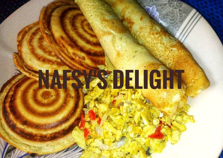 Healthy Recipe of Pancake with scrambled egg