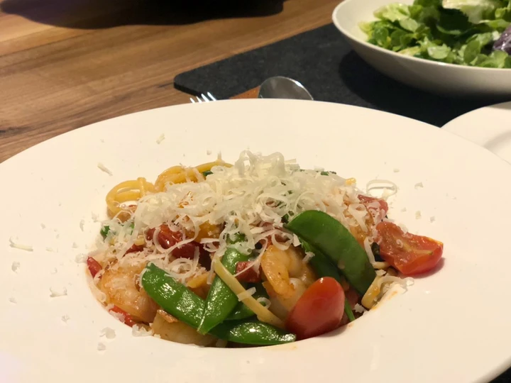 Recipe Chilli prawn linguine (with lime salad) the Can Spoil the Tongue Really delicious