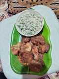 Smashed baby potatoes with Pudina dip