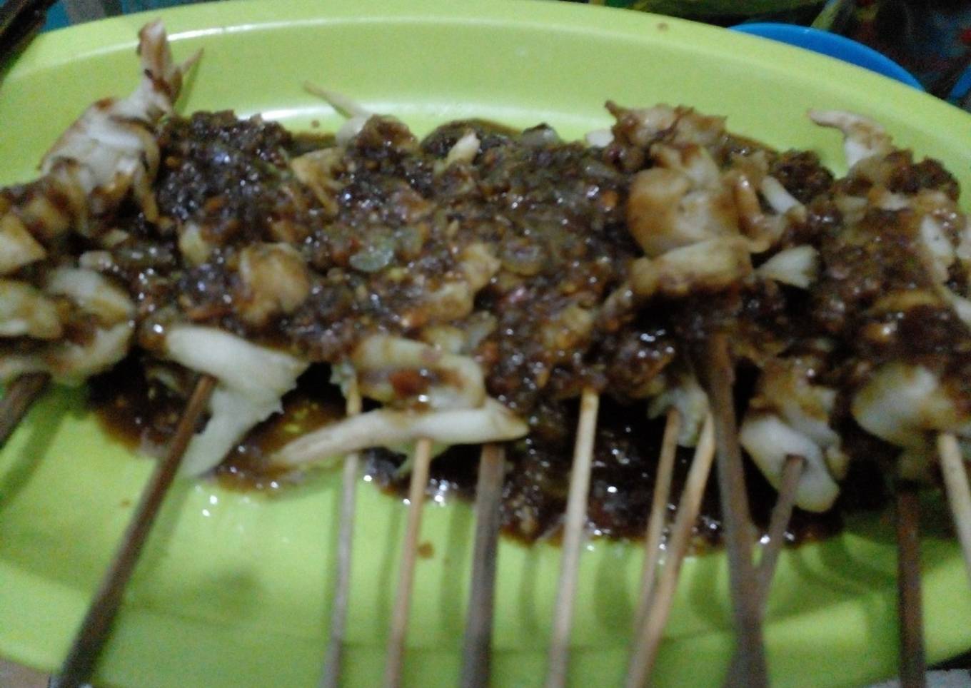 Sate jamur tiram bumbu kacang