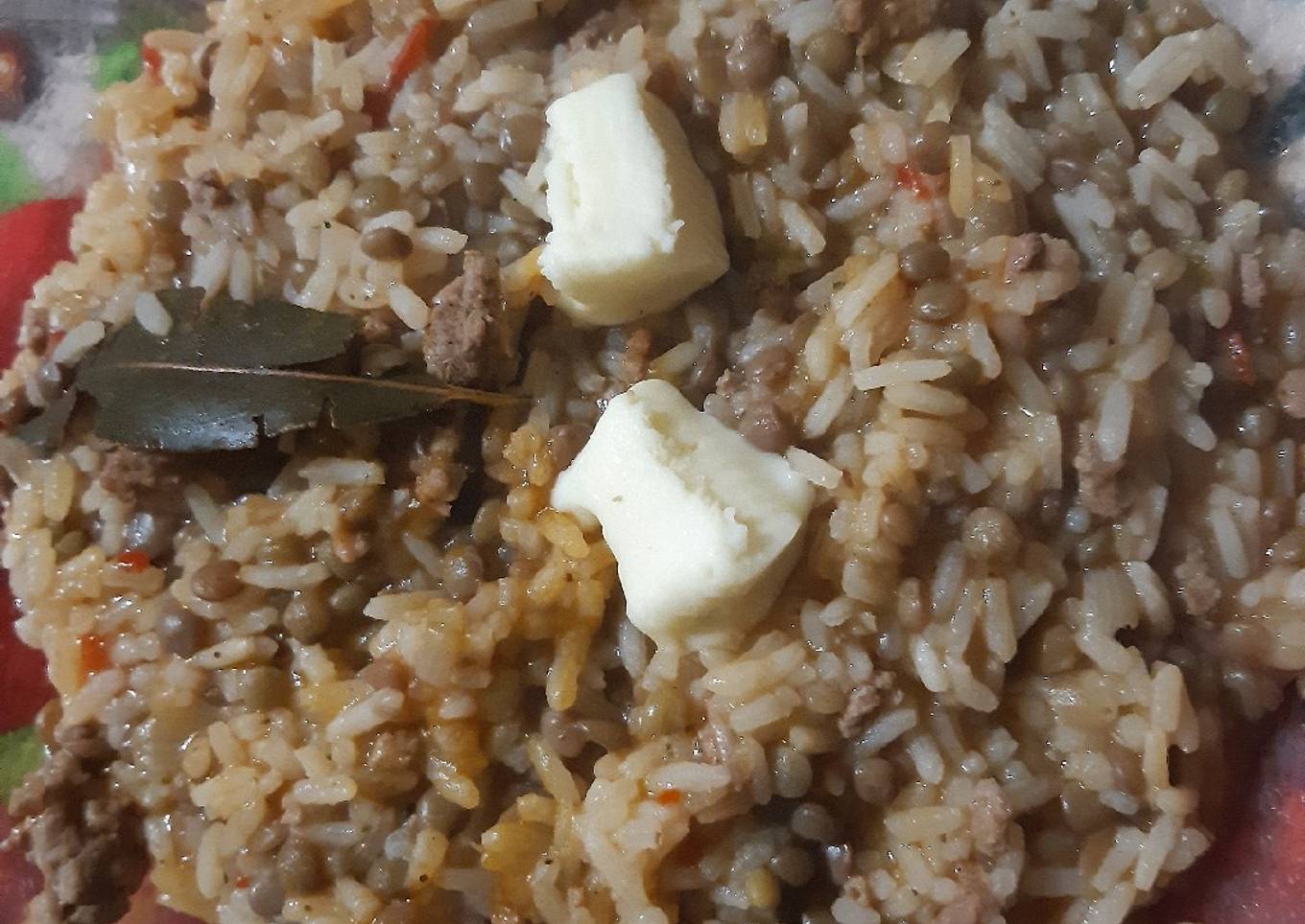 Guiso de arroz y lentejas