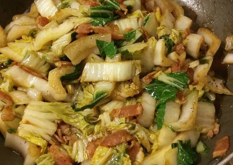 Easiest Way to Make Ultimate Napa Cabbage &amp; Bok Choy with Bacon