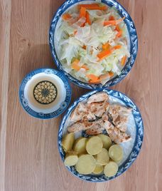 rau củ luộc ức gà