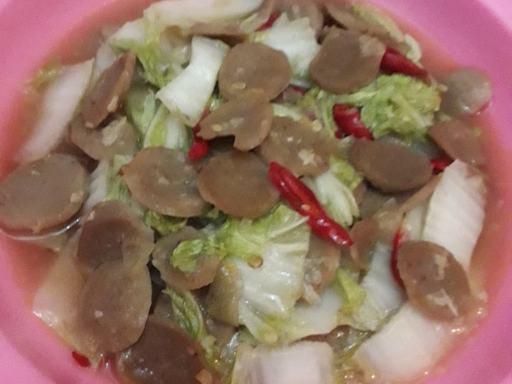 Resep Sawi putih + baso tumis saus tiram yang Lezat Sekali