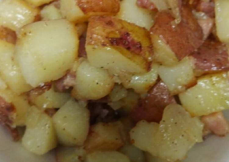 Steps to Prepare Speedy Breakfast Potatoes and Ham