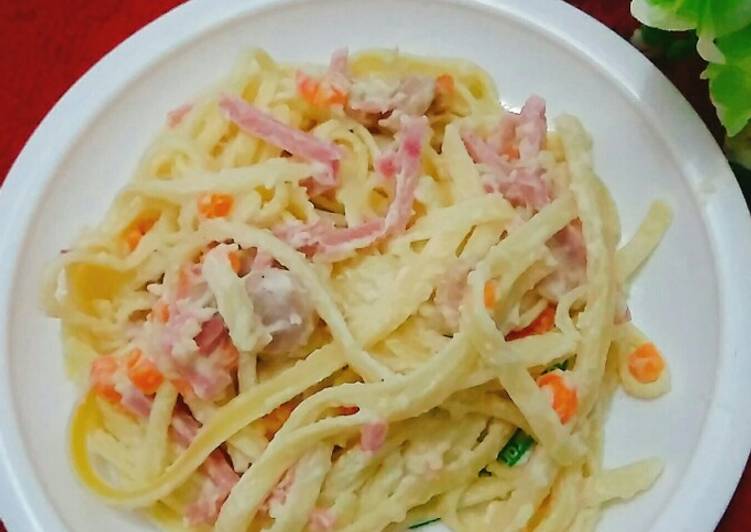 Cara Gampang Membuat Fettucini Carbonara, Lezat Sekali