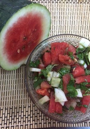 A picture of Fruit and raw veggie salad for (weightloss).
