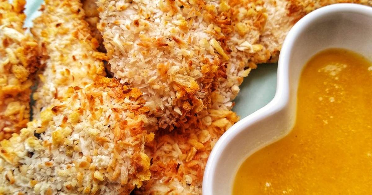 Coconut Chicken Tenders With A Honey & Mustard Dip Recipe by Natalie