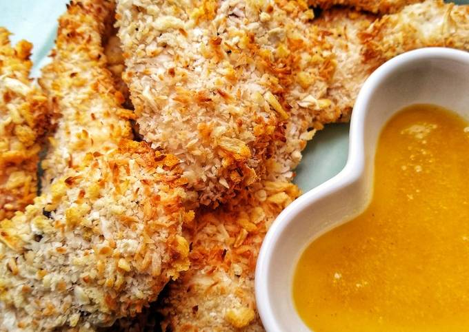 Coconut Chicken Tenders With A Honey & Mustard Dip