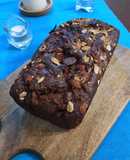 Bolo de banana, amêndoa e chocolate