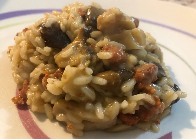 Il modo più semplice a Preparare Fatto in casa super veloce Risotto con Salsiccia e Funghi Porcini