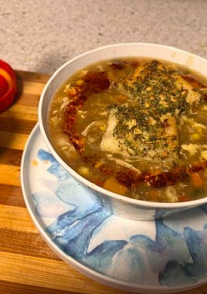 A picture of Chicken vegetable soup.