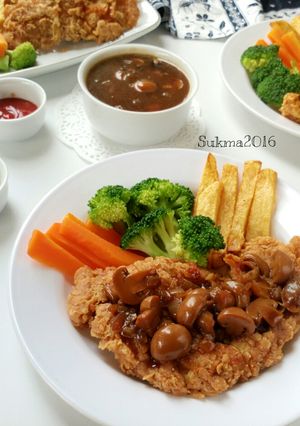 Foto resep Steak Ayam Crispy Saus Jamur