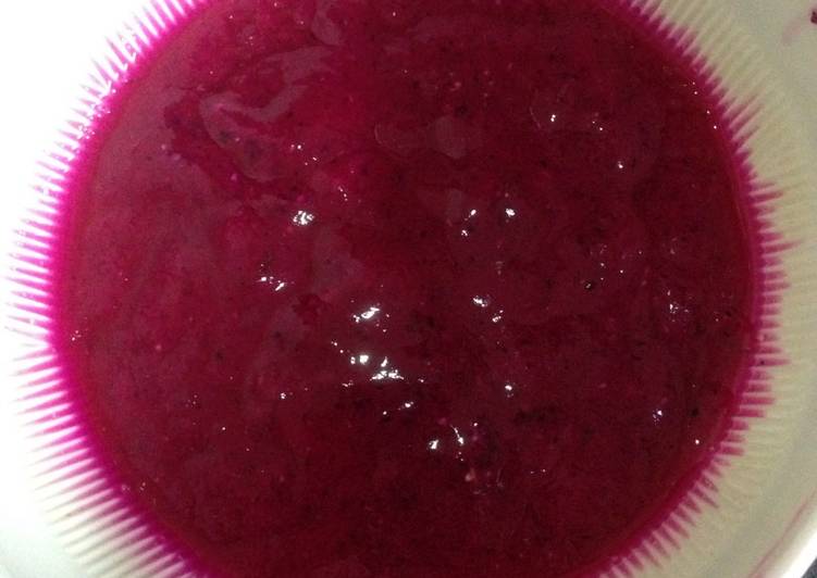 Langkah Mudah untuk Menyiapkan Puree Naga Merah + Papaya + Jeruk Baby MPASI yang Lezat