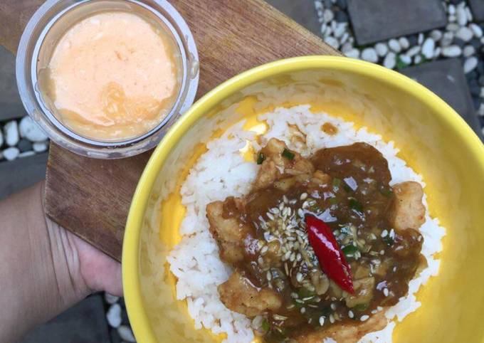 Resep Ricebowl chicken lada hitam yang Enak